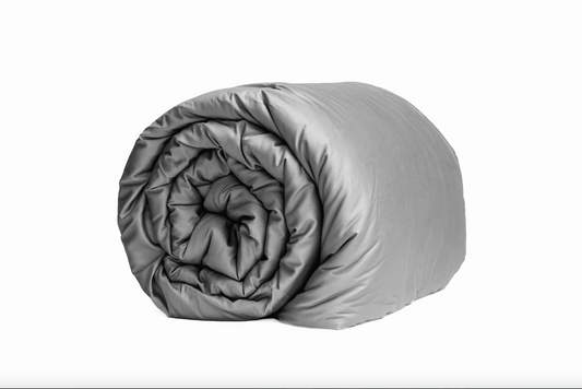 Rolled Comforter in moonlit mist