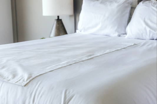 Close up of sheet set on bed