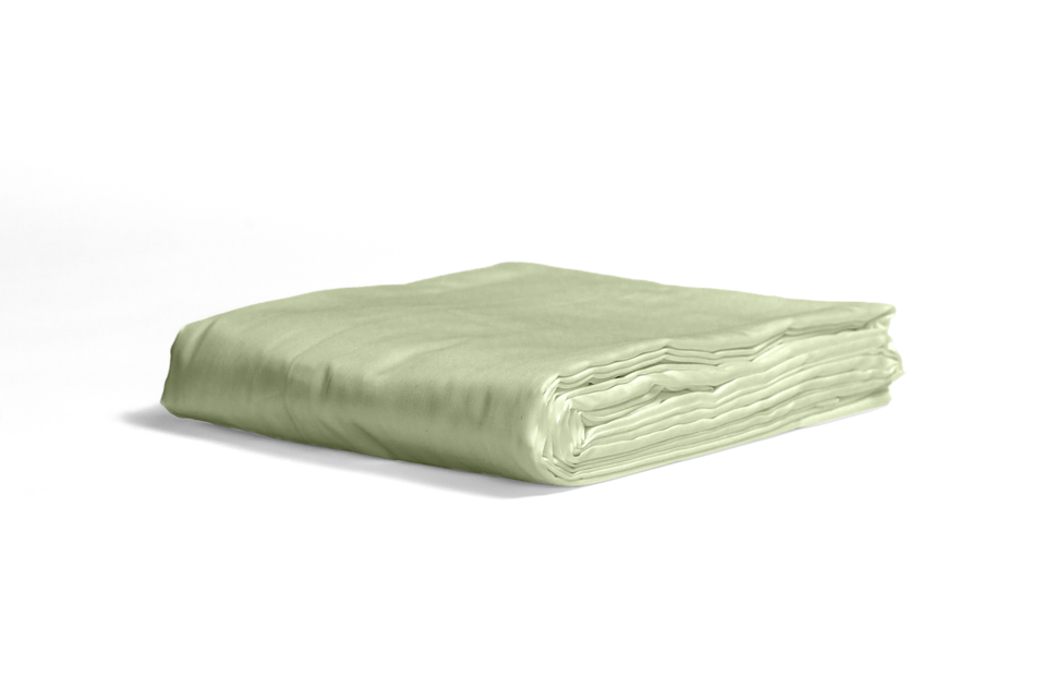 Folded flat sheet in serene sage