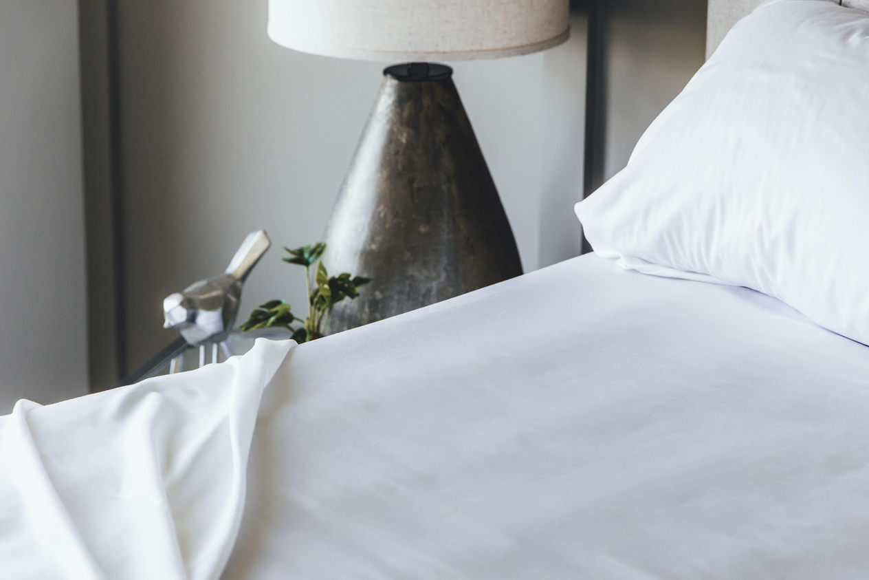 Close up of sheet on a bed